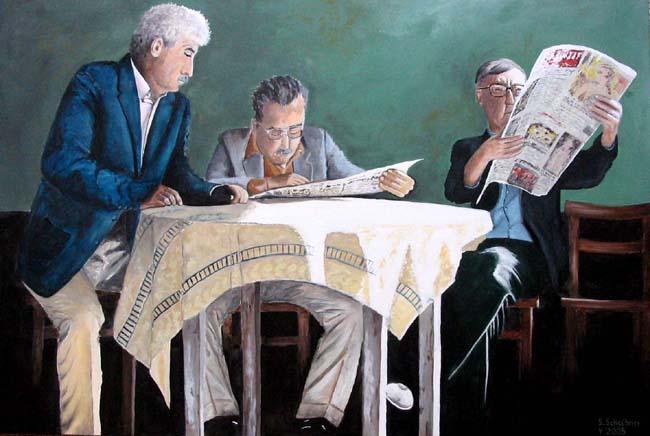 3 türkische Männer im Cafe