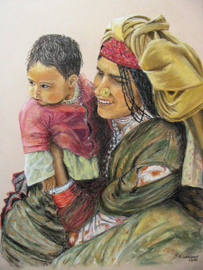 Pakistanische Mutter mit Kind