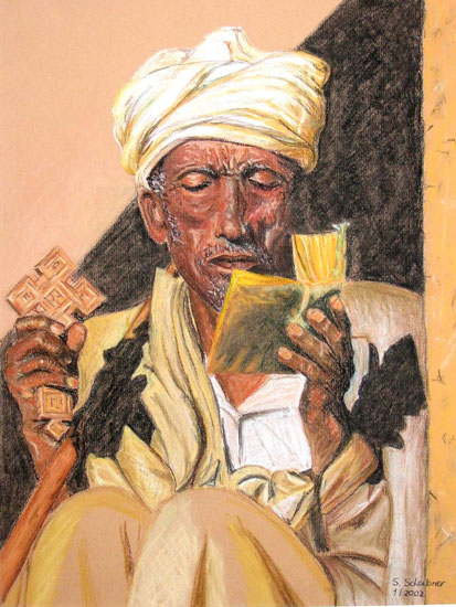 Äthiopien, lesender Pilger
